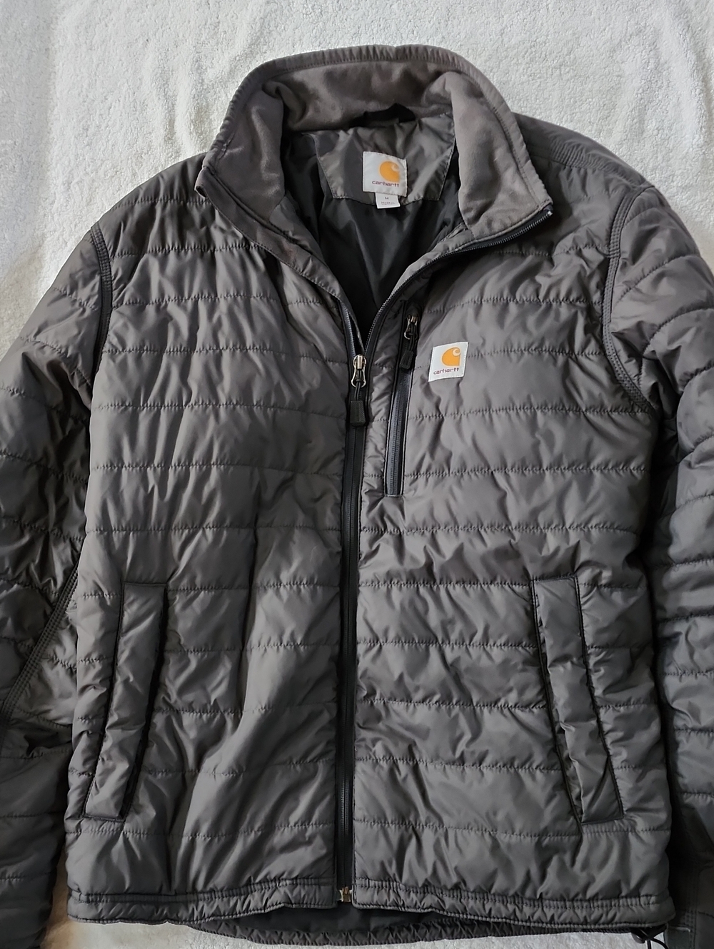 Carhartt Men’s Gillian Rain Defender Gray Quilted Puffer Jacket Size M Preowned